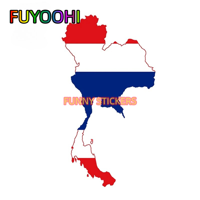 Car Accessories Thailand - FUYOOHI Thailand-Kartenflaggen-Autoaufkleber Silhouette Wasserdichter Stoßstangenaufkleber Laptop-Zubehör