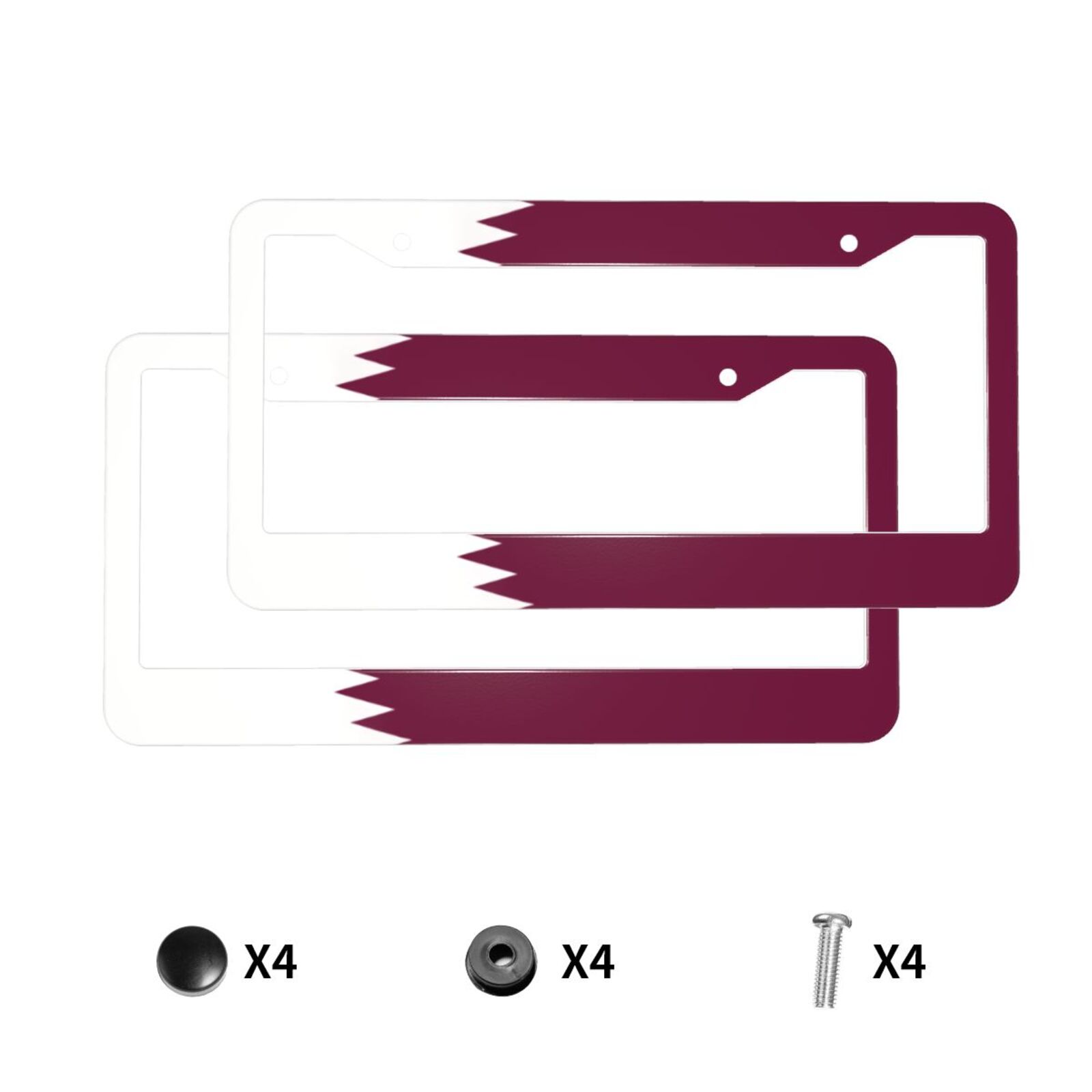Qatar Car Accessories - Kennzeichenhalter mit Flagge von Katar-Muster, buntes
