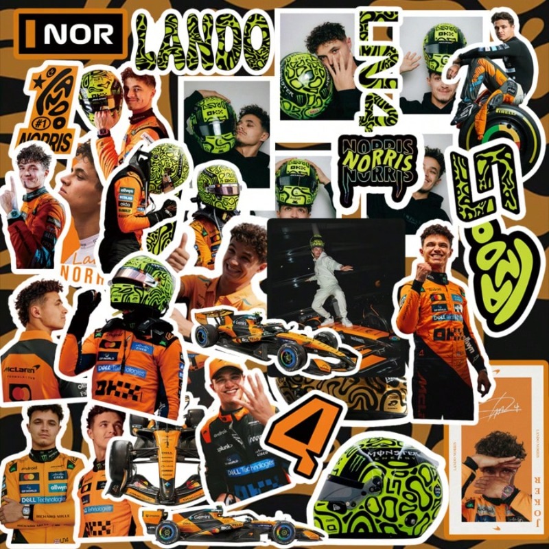 Car Accessories Nz - 59-teiliges Lando Norris-Aufkleber-Set im Rennsport-Stil –