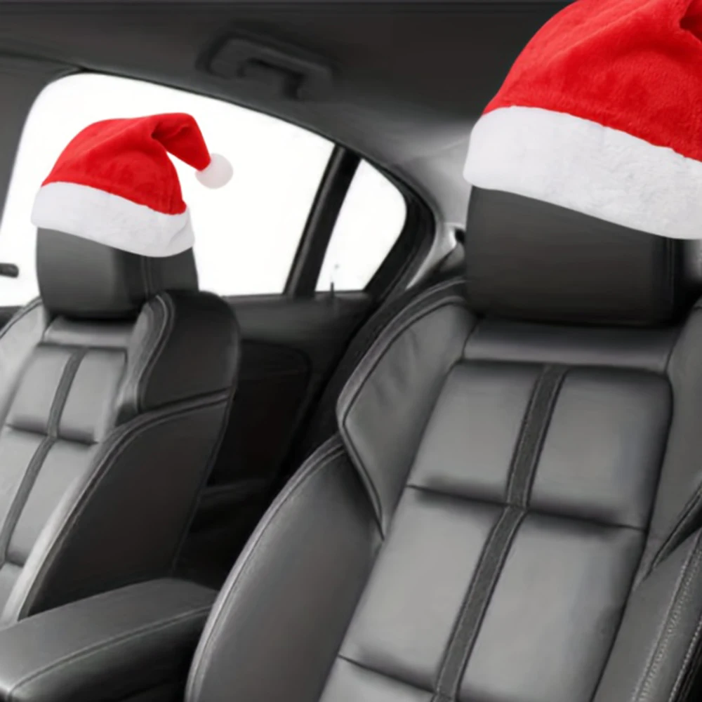 Car Accessories Xmas Gifts - Weihnachts-Auto-Kopfstützenbezug in Form einer roten Weihnachtsmannmütze,