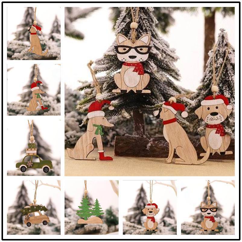 Car Accessories Xmas Gifts - 8-teiliges Weihnachtsanhänger aus Holz zum Aufhängen,